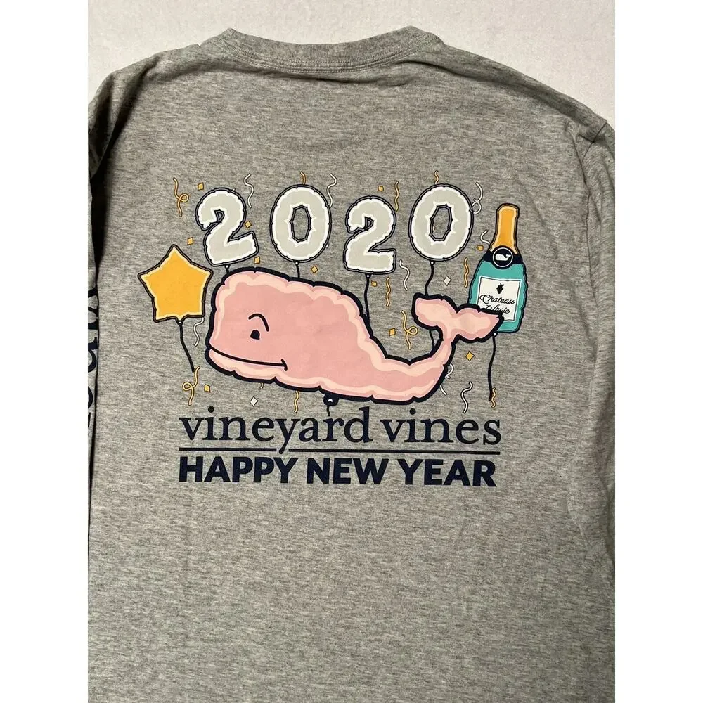 Vineyard Vines Shirt Size XS Adult Gray Long Sleeve 2020 Year Spell Out Logo‎